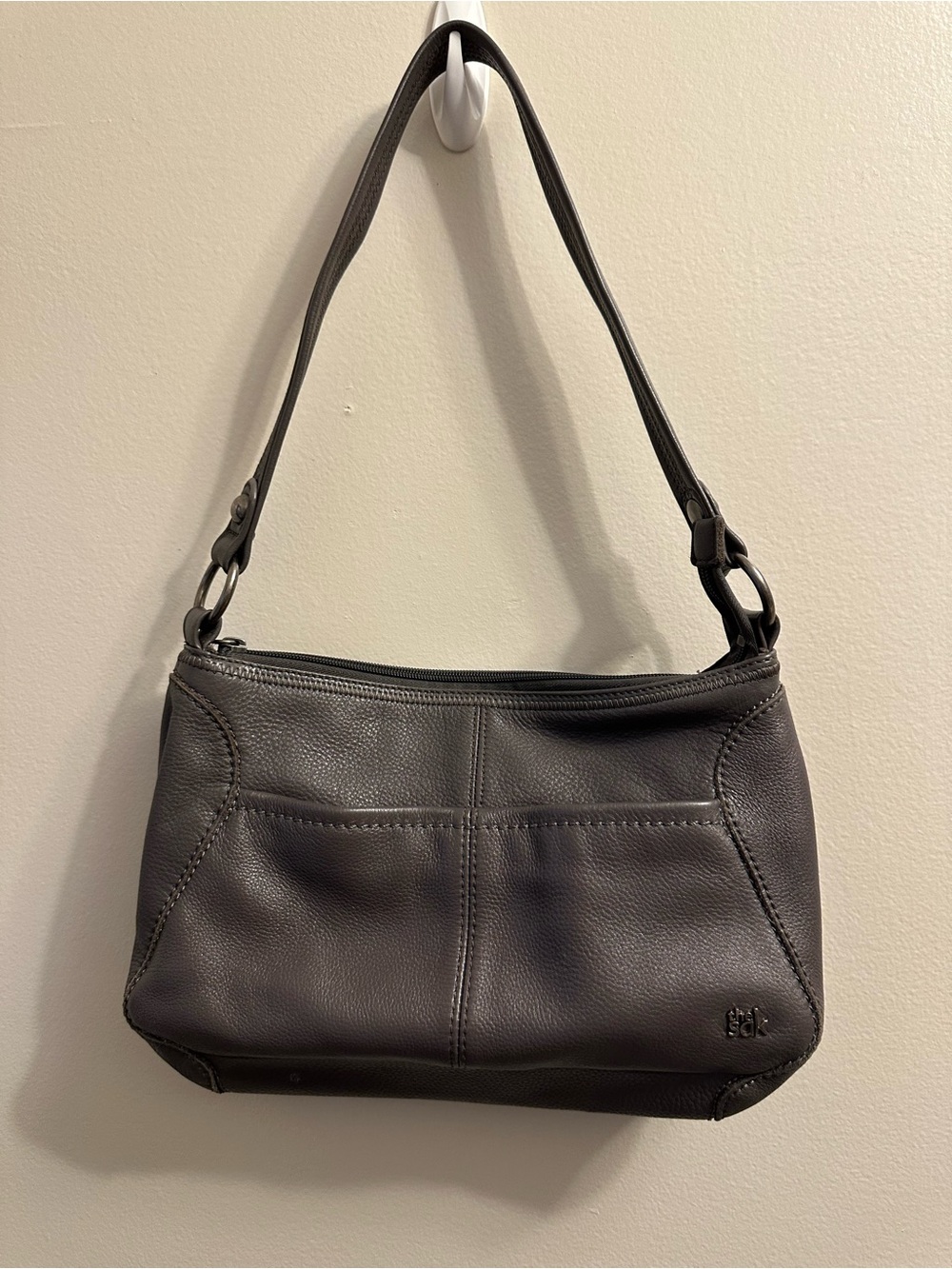 #367 Smoke Grey Leather Shoulder Bag - Classic Everyday Tote